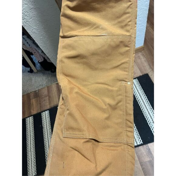 Carhartt Brown Overall Bibs Men’s Size 42x32 Preowned - Discoloration-Marks - Picture 15 of 16